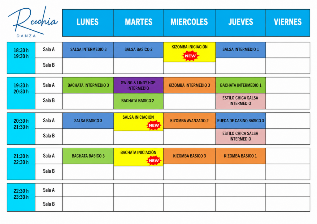 Horarios Cursos Septiembre 2026 Recchia Danza Reus