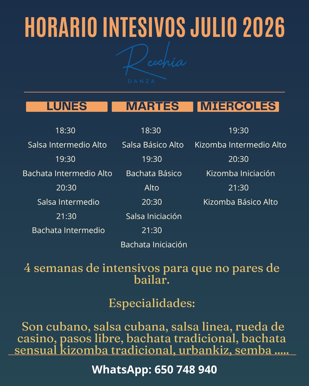 Horario Intensivos Verano 2026 en Reus